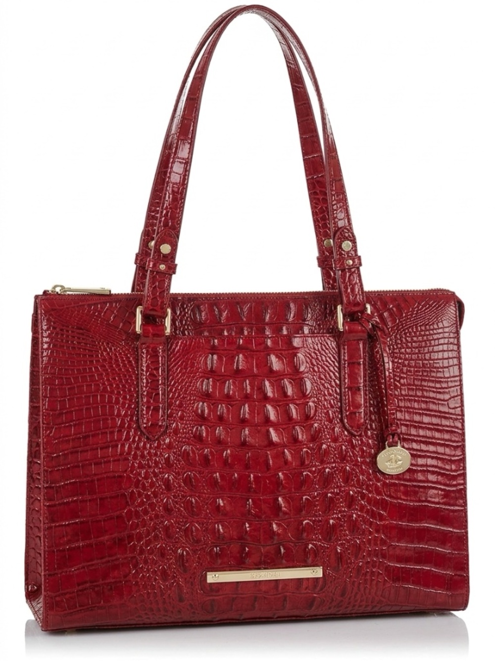 Brahmin Medium Asher Tote Melbourne Croc Embossed in Cherry Red